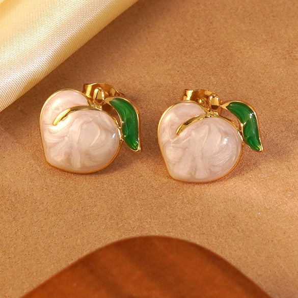 Wholesale Sweet Girl Style Dripping Oil Fruit Earrings Made Of 304 Stainless Steel