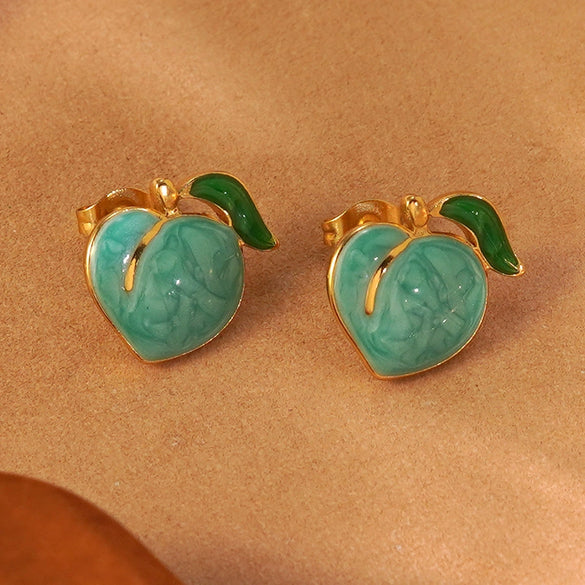 Wholesale Sweet Girl Style Dripping Oil Fruit Earrings Made Of 304 Stainless Steel