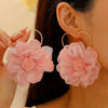 Wholesale Sweet Handmade Fabric Gauze Heart And Bow Flower Leaf Earrings For Women