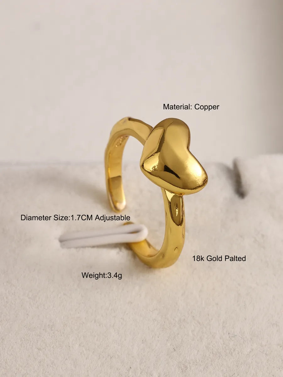 Wholesale Sweet Heart Shape Copper Plating 18k Gold Plated Open Rings