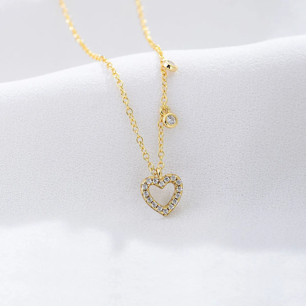 Wholesale Sweet Heart Shape Sterling Silver Inlay Zircon Pendant Necklace