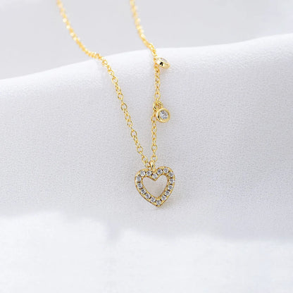 Wholesale Sweet Heart Shape Sterling Silver Inlay Zircon Pendant Necklace