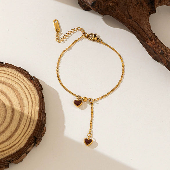 Wholesale Sweet Heart Shaped Electroplated Titanium Steel Necklace For Women