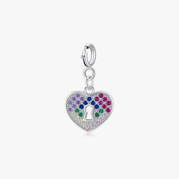 Wholesale Sweet Heartshaped S925 Sterling Silver Pendant With Colored Diamond Microinlay