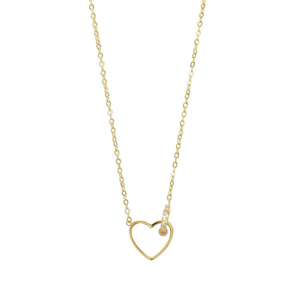 Wholesale Sweet 24K Gold Plated Stainless Steel Heart Shape Necklace For Women