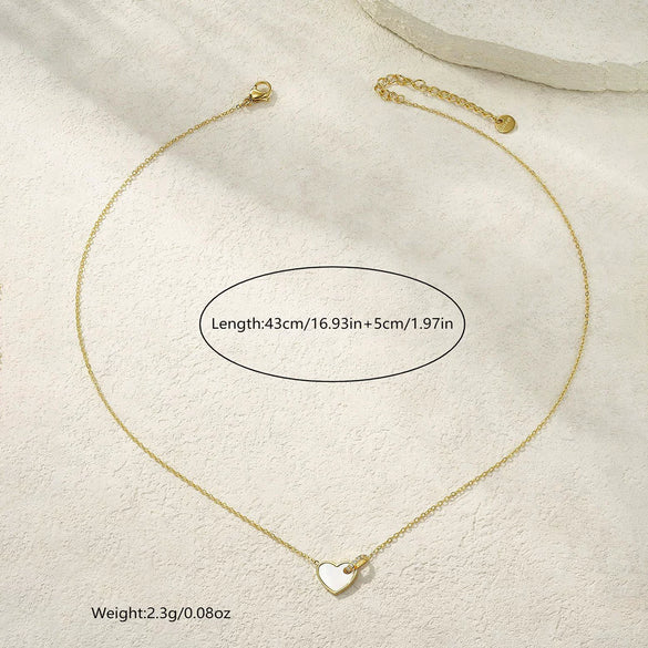 Wholesale Sweet 24K Gold Plated Stainless Steel Heart Shape Necklace For Women