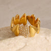 Wholesale Sweet Love Heart Shaped Stainless Steel Ring With 18K Gold Plated Electroplating For Women Light Luxury Jewelry