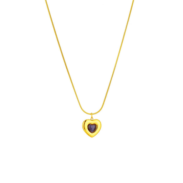 Wholesale Sweet Niche Design Geometric Titanium Steel Love Pendant Earrings And Clavicle Chain With Electroplating