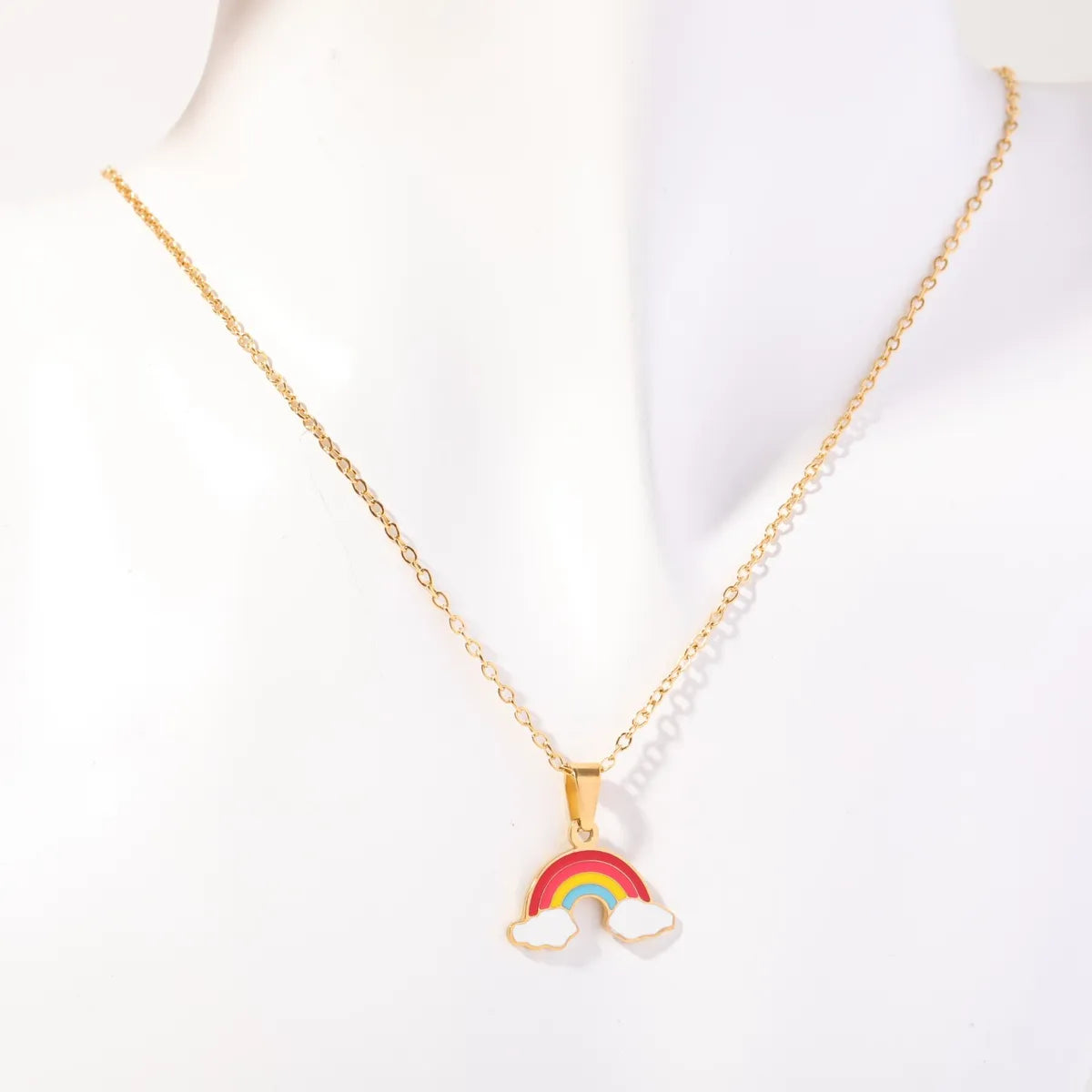 Sweet Rainbow Titanium Steel Plating 18k Gold Plated Pendant Necklace