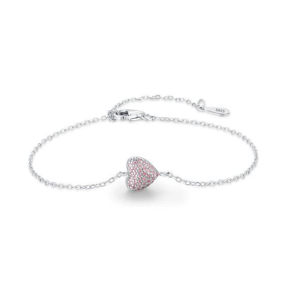 Wholesale Sweet S925 Sterling Silver Heart Shape Love Bracelet For Women With Micro Inlay