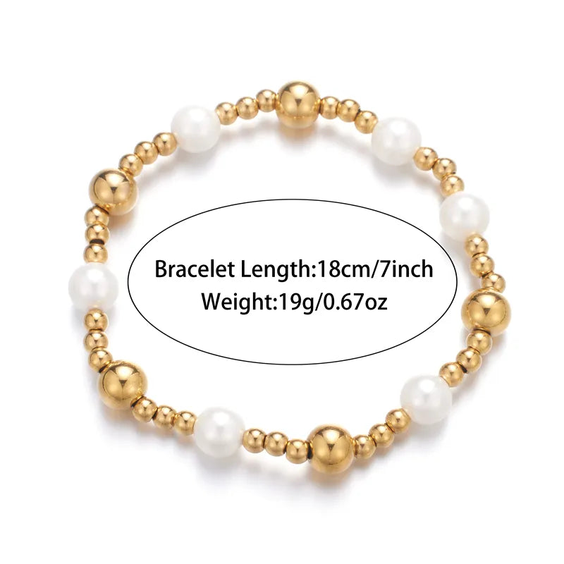 Sweet Simple Style Geometric Stainless Steel Freshwater Pearl Bracelets In Bulk