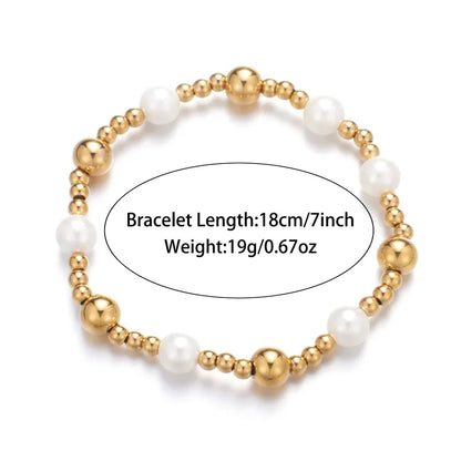 Sweet Simple Style Geometric Stainless Steel Freshwater Pearl Bracelets In Bulk