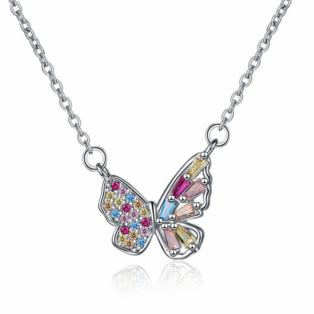 Wholesale Sweet Simple Style Shiny Butterfly Copper Hollow Out Inlay Zircon Necklace