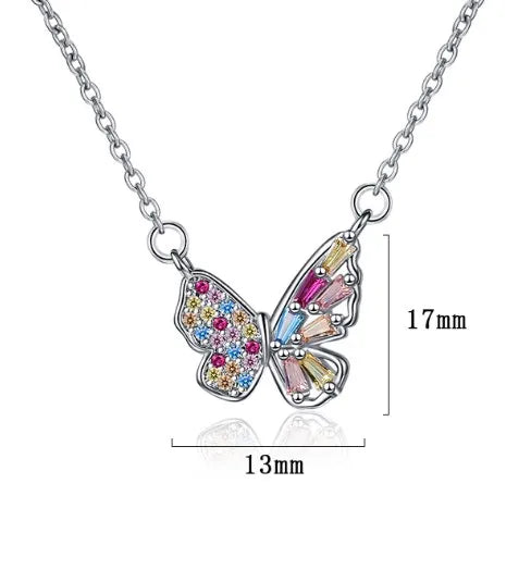 Wholesale Sweet Simple Style Shiny Butterfly Copper Hollow Out Inlay Zircon Necklace