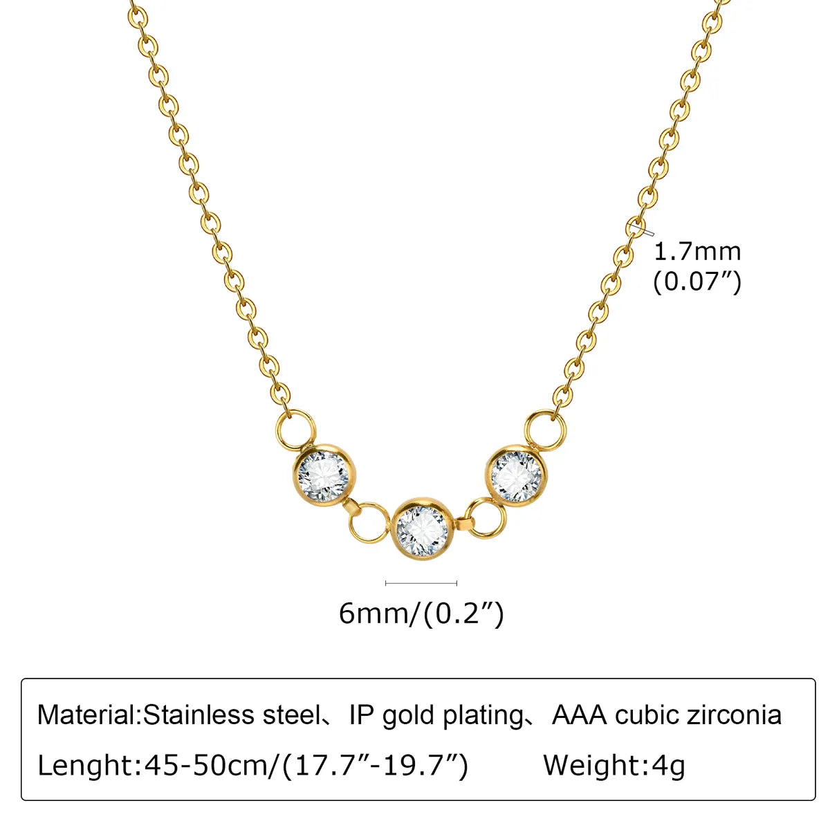 Wholesale Sweet Solid Color Stainless Steel Plating Inlay 18k Gold Plated Zircon Necklace