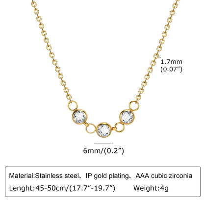 Wholesale Sweet Solid Color Stainless Steel Plating Inlay 18k Gold Plated Zircon Necklace