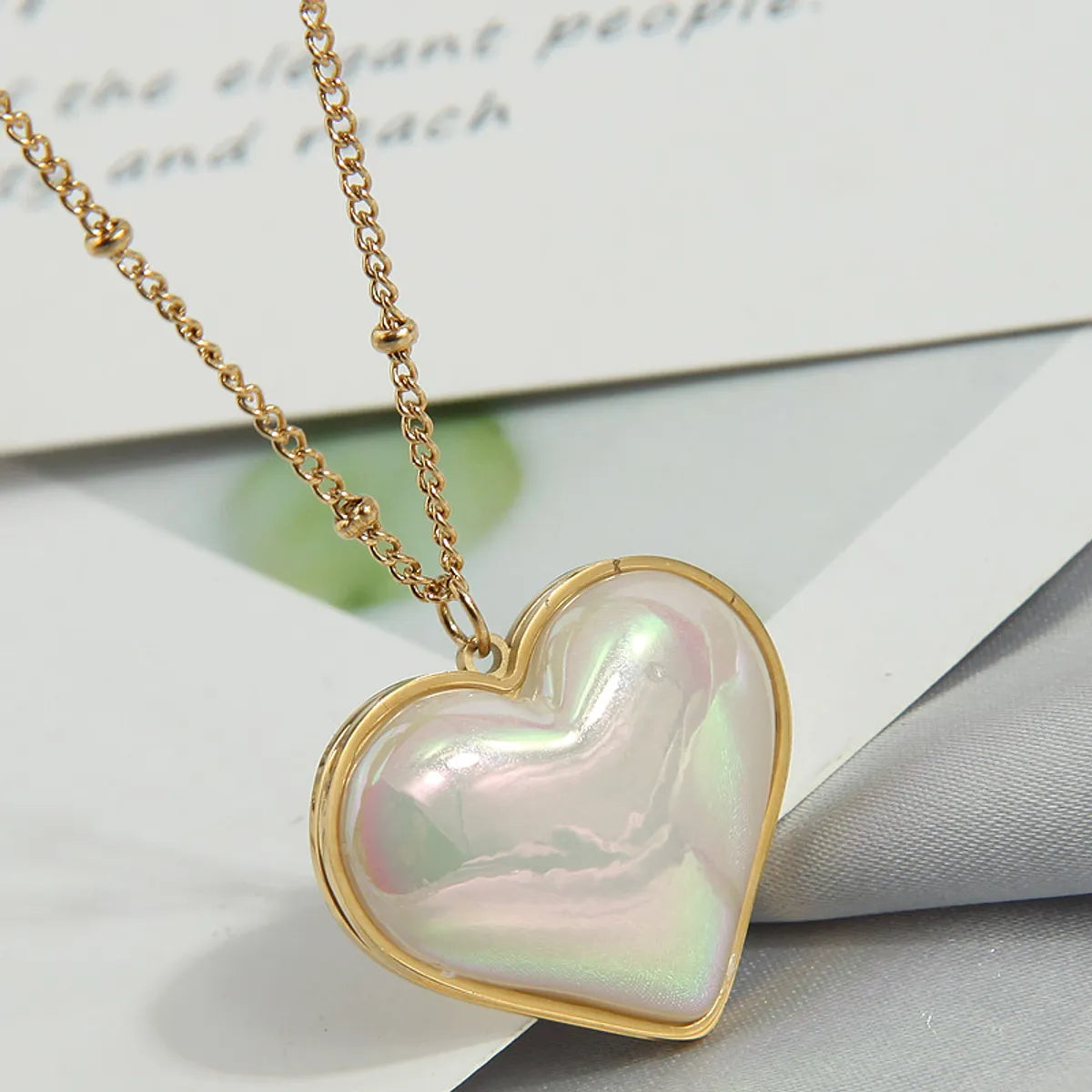 Wholesale Sweet Star Heart Shape Titanium Steel Plating Inlay Shell Pendant Necklace