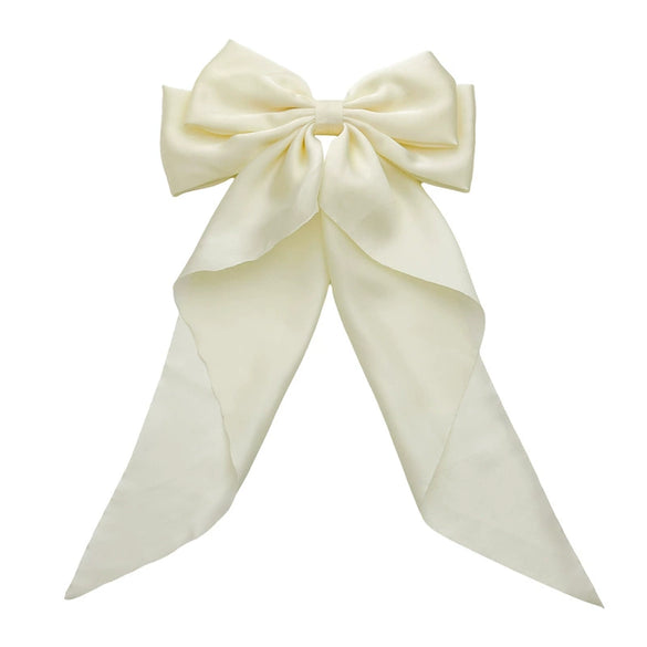 Wholesale Sweet Style Handmade Cloth Hair Accessories Spring Clip Hairpin With Satin Fabric Bow Ribbon For Women