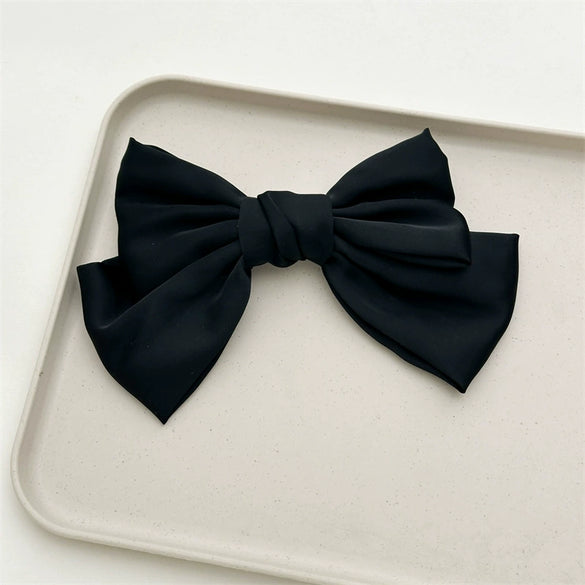 Wholesale Sweet Style Handmade Cloth Hair Accessories Spring Clip Hairpin With Satin Fabric Bow Ribbon For Women