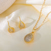Wholesale Sweet Style Women's Jewelry Set With Love Water Drops And Bells Patterns Copper And Titanium Steel Electroplated Earrings And Necklace Combination