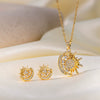 Wholesale Sweet Style Women's Jewelry Set With Love Water Drops And Bells Patterns Copper And Titanium Steel Electroplated Earrings And Necklace Combination