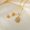Wholesale Sweet Style Women's Jewelry Set With Love Water Drops And Bells Patterns Copper And Titanium Steel Electroplated Earrings And Necklace Combination
