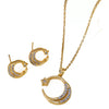 Wholesale Sweet Style Women's Jewelry Set With Love Water Drops And Bells Patterns Copper And Titanium Steel Electroplated Earrings And Necklace Combination