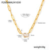Wholesale Sweet Water Drop Square Zircon Stainless Steel Necklace With 18K Gold Plated Electroplating