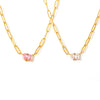 Wholesale Sweet Water Drop Square Zircon Stainless Steel Necklace With 18K Gold Plated Electroplating