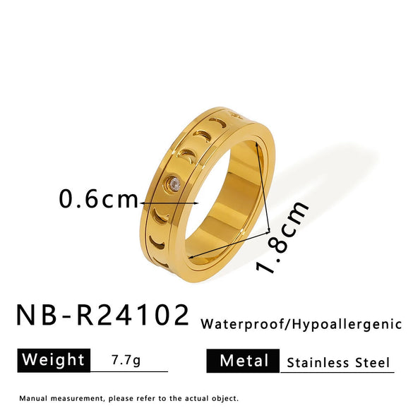 Wholesale Swirable Threedimensional Design Light Luxury Stainless Steel Geometric Ring For Women With 18K Real Gold Electroplating
