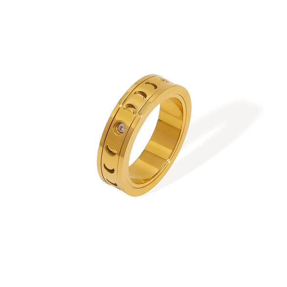 Wholesale Swirable Threedimensional Design Light Luxury Stainless Steel Geometric Ring For Women With 18K Real Gold Electroplating