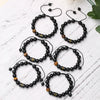 Wholesale Synthetic Stone Black Onyx Beads Geometric Woven Adjustable Electroplated Unisex Bracelet