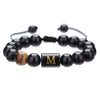 Wholesale Synthetic Stone Black Onyx Beads Geometric Woven Adjustable Electroplated Unisex Bracelet