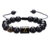Wholesale Synthetic Stone Black Onyx Beads Geometric Woven Adjustable Electroplated Unisex Bracelet