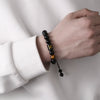 Wholesale Synthetic Stone Black Onyx Beads Geometric Woven Adjustable Electroplated Unisex Bracelet