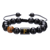 Wholesale Synthetic Stone Black Onyx Beads Geometric Woven Adjustable Electroplated Unisex Bracelet