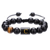 Wholesale Synthetic Stone Black Onyx Beads Geometric Woven Adjustable Electroplated Unisex Bracelet