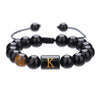 Wholesale Synthetic Stone Black Onyx Beads Geometric Woven Adjustable Electroplated Unisex Bracelet