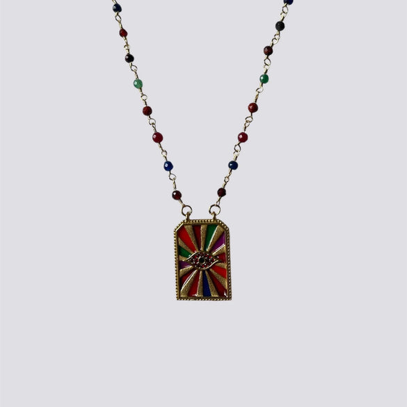 Wholesale Tarot Necklace Copper Heart Shape Fourleaf Clover Pattern Set With Diamonds Pendant