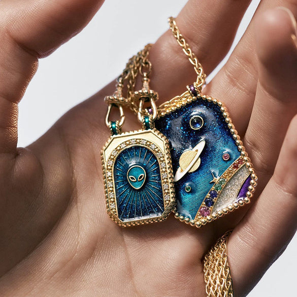 Wholesale Tarot Necklace Copper Mixed Gemstone Inlay Heart Star Geometric Vintage Style