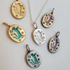 Wholesale Tarot Necklace Handmade Painted Mythical Element Oval With Moonlight Cat Two Tail Animal Zodiac Pattern Titanium Steel Electroplating