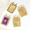 Wholesale Tarot Necklace Pendant Copper Micropaved Geometric Style 18K Gold Plated
