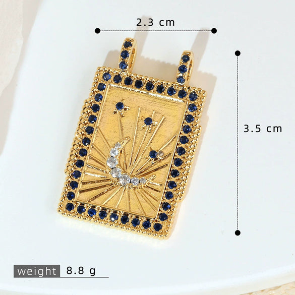 Wholesale Tarot Necklace Pendant Copper Micropaved Geometric Style 18K Gold Plated
