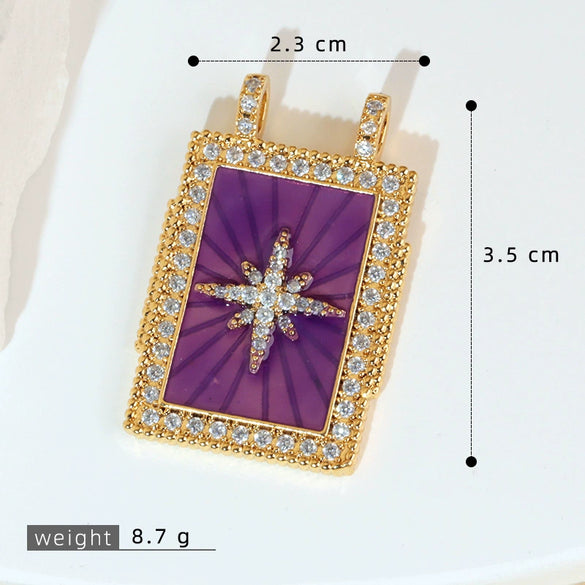 Wholesale Tarot Necklace Pendant Copper Micropaved Geometric Style 18K Gold Plated