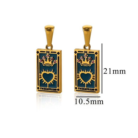 Wholesale Tarot Retro Pendant Jewelry Stainless Steel Rectangular Electroplating