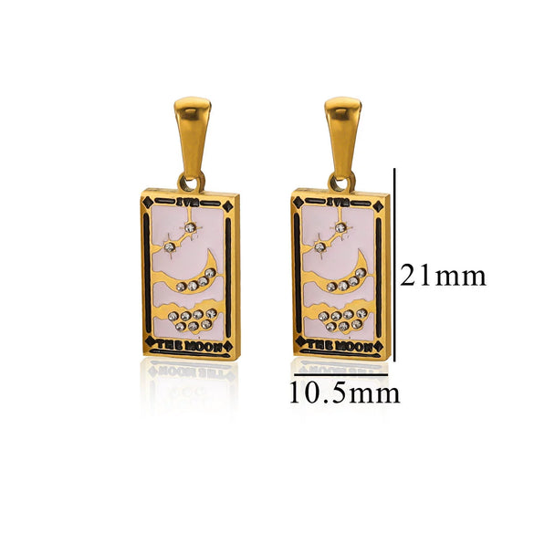 Wholesale Tarot Retro Pendant Jewelry Stainless Steel Rectangular Electroplating