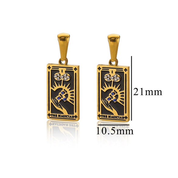 Wholesale Tarot Retro Pendant Jewelry Stainless Steel Rectangular Electroplating