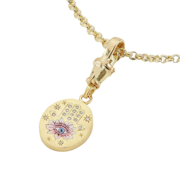Wholesale Tarot Series Titanium Steel Necklace With Mixed Gemstone Inlay Heart Shape Pendant For Women