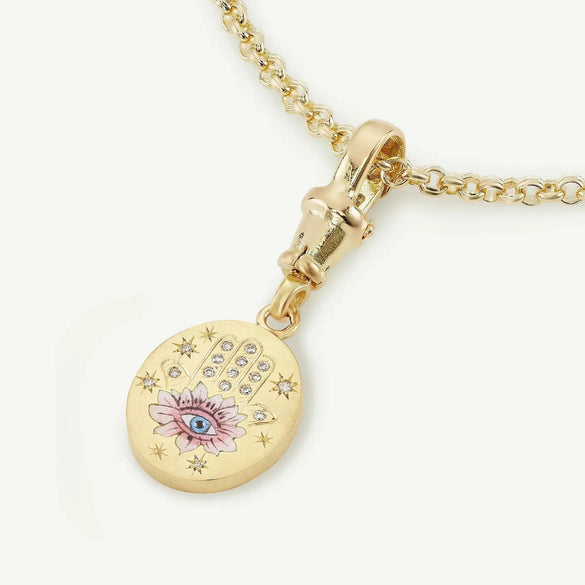Wholesale Tarot Series Titanium Steel Necklace With Mixed Gemstone Inlay Heart Shape Pendant For Women