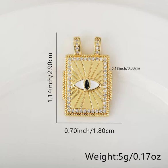Wholesale Tarot Square Pendant Necklace Copper Plated 18K Gold Geometric Style Electroplated Oildripping Zircon Diy Accessories